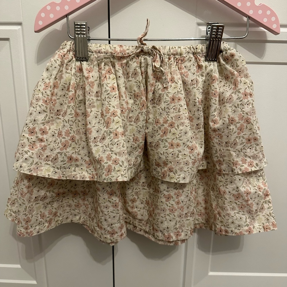 Jamie Kay Floral Tiered Skirt in Cream and Pink